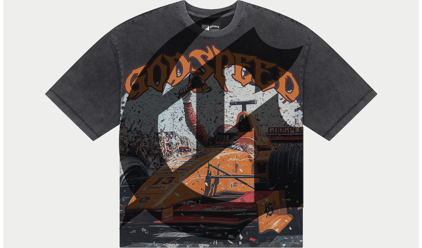 Brand new Godspeed Tee "F1 Finishline (Grey wash) "