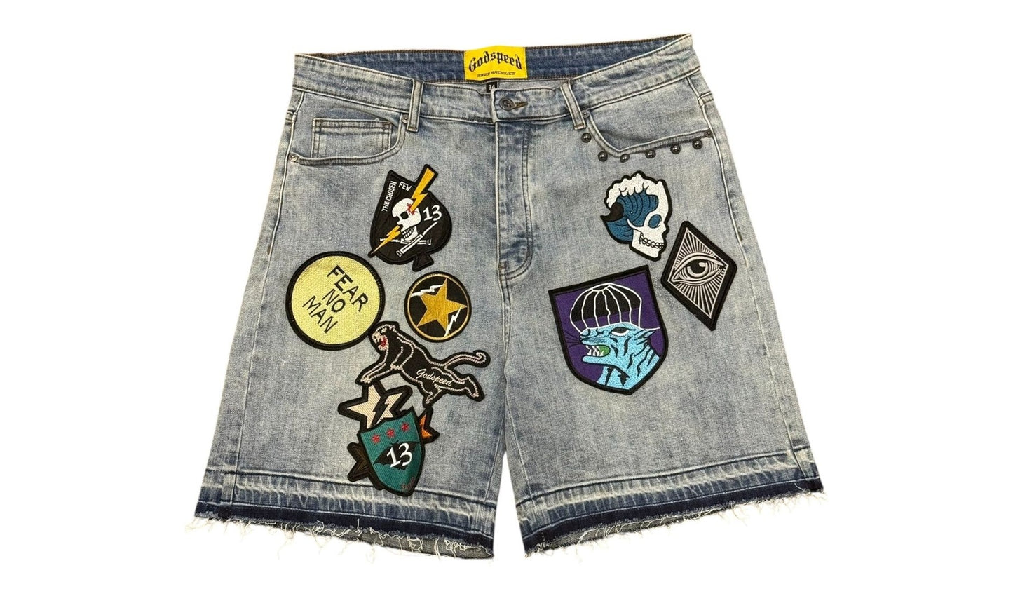 Godspeed Patchwork Denim Shorts BrandBoom Blue Brand new