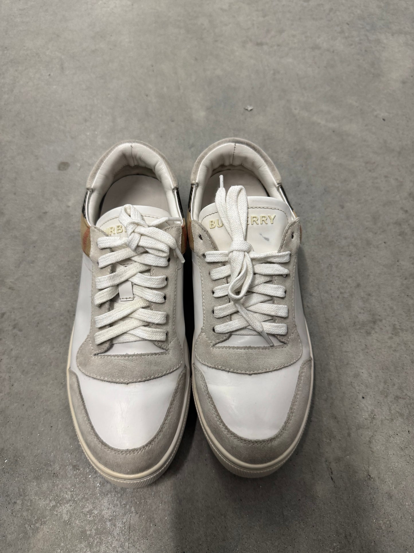 BURBERRY CHECK PANELLED SNEAKERS “ Natural White Archive Beige “
