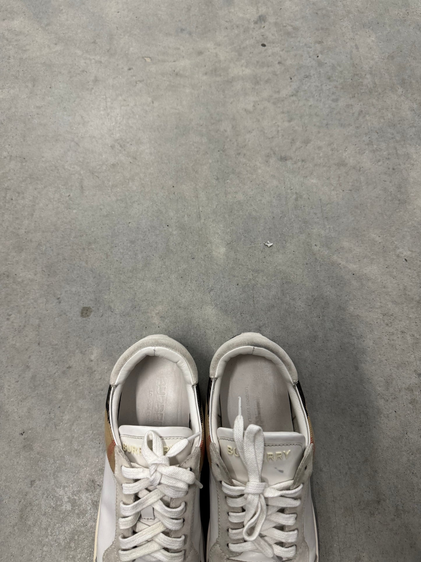 BURBERRY CHECK PANELLED SNEAKERS “ Natural White Archive Beige “