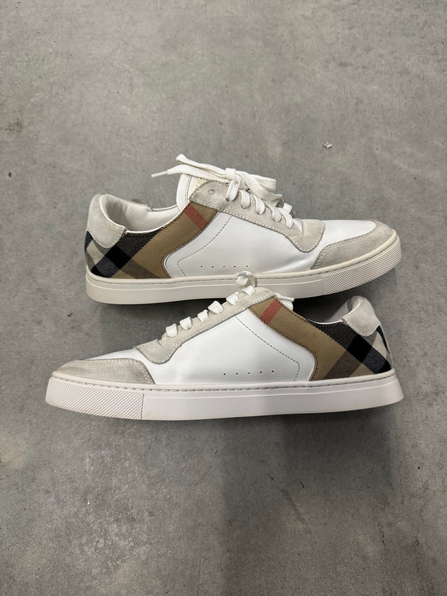 BURBERRY CHECK PANELLED SNEAKERS “ Natural White Archive Beige “