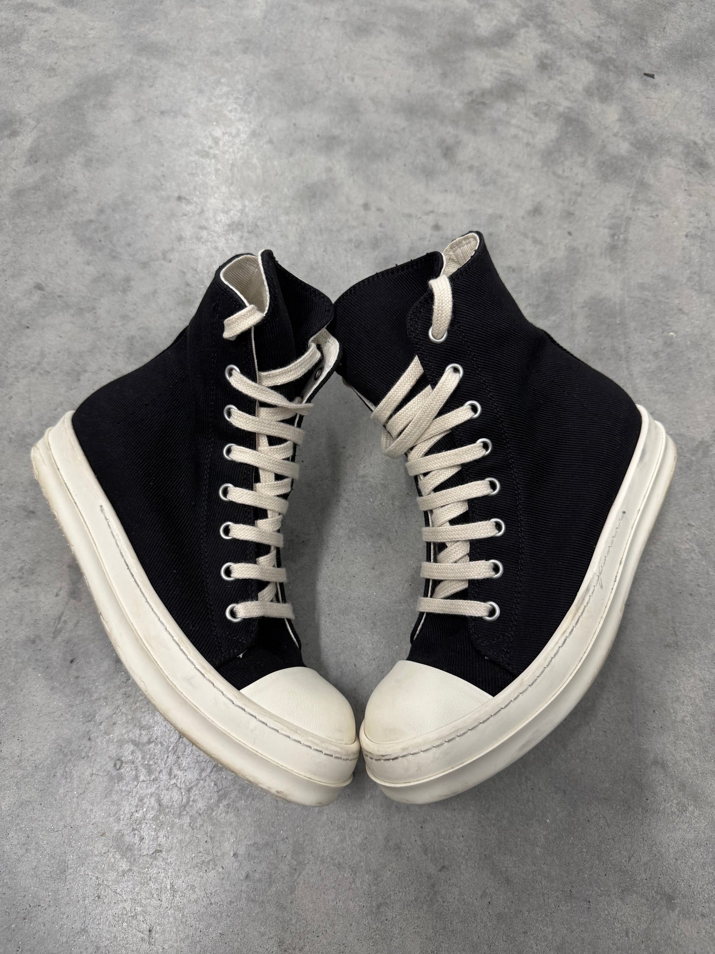 RICK OWENS DRKSHDW STROBE COTTON DENIM HIGH “ Black Milk “