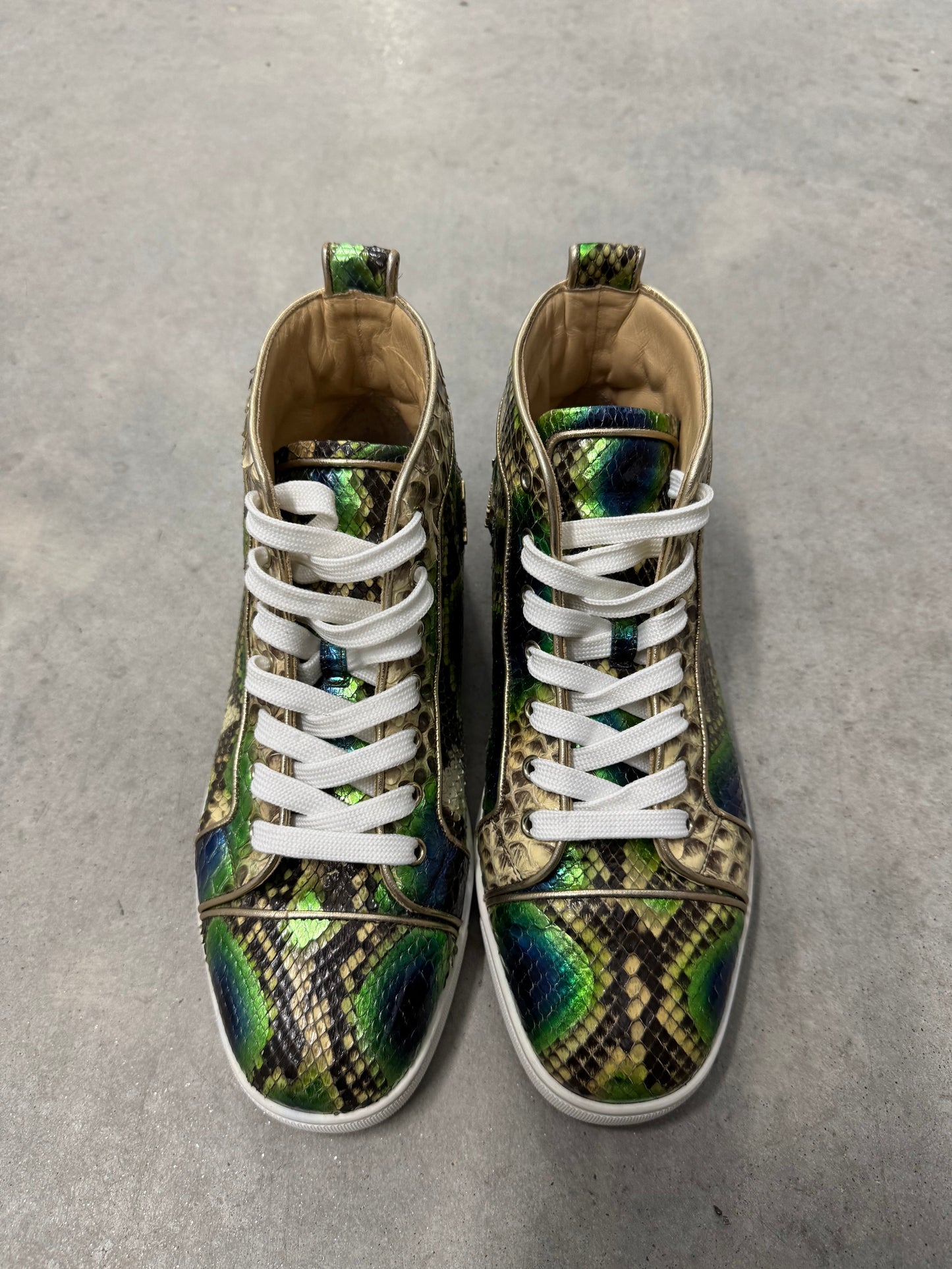 CHRISTIAN LOUBOUTIN LOUIS ORLATO HIGH TOP SNEAKER “ Multicolor Python “