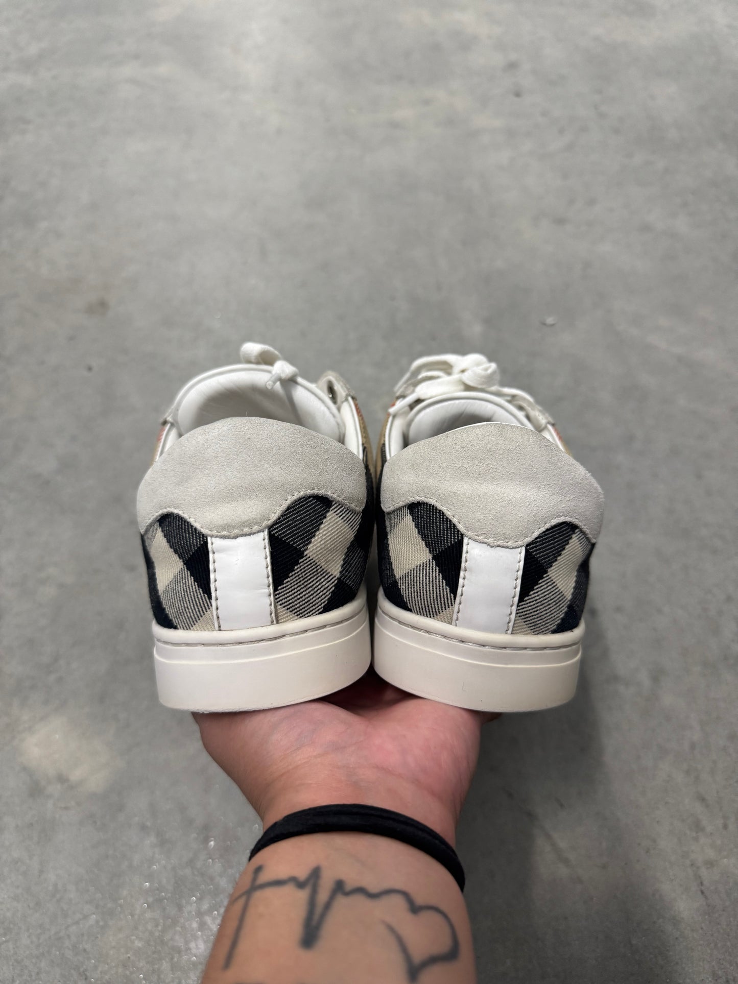 BURBERRY CHECK PANELLED SNEAKERS “ Natural White Archive Beige “