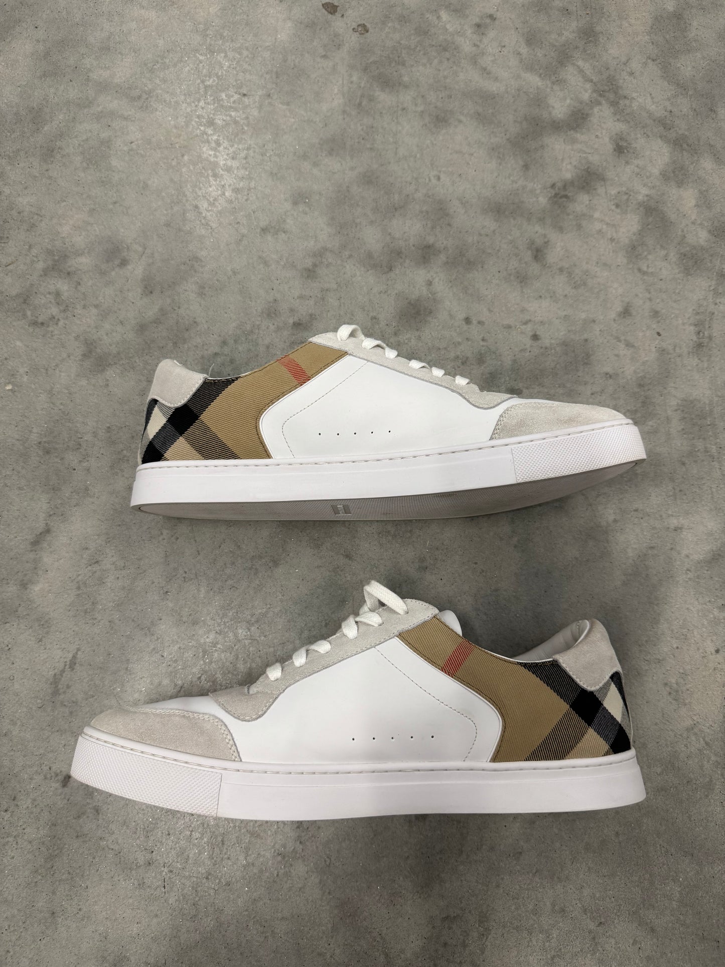 BURBERRY CHECK PANELLED SNEAKERS “ Natural White Archive Beige “