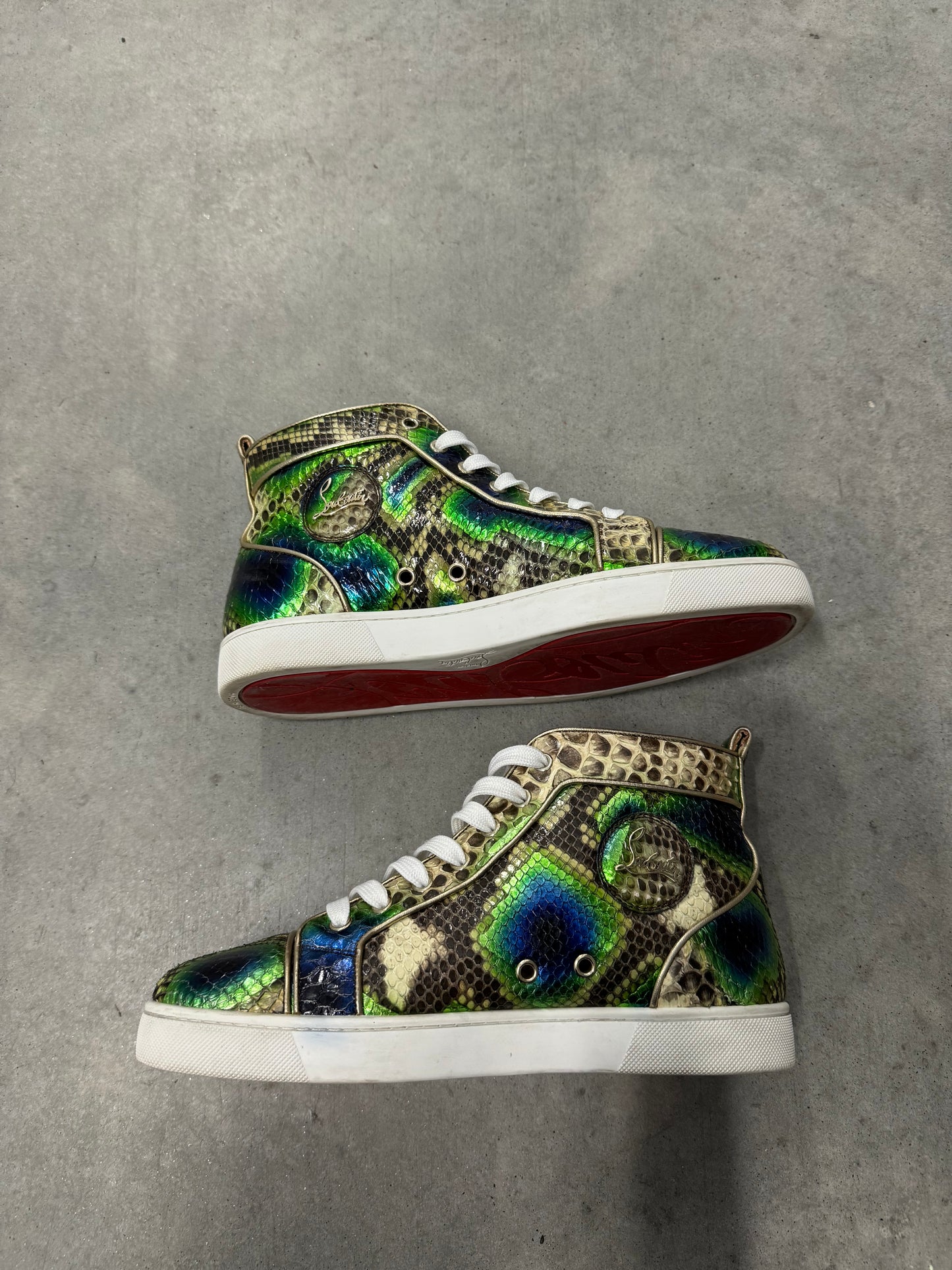 CHRISTIAN LOUBOUTIN LOUIS ORLATO HIGH TOP SNEAKER “ Multicolor Python “