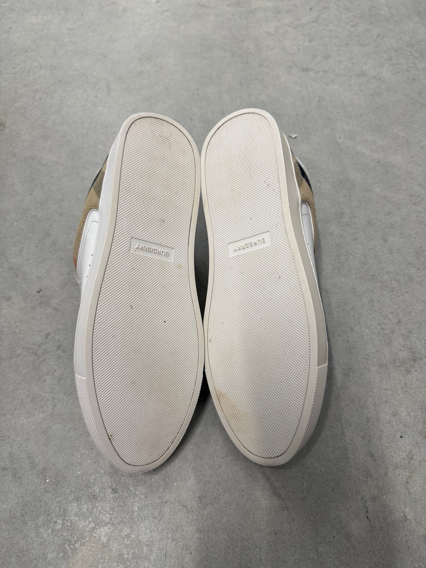 BURBERRY CHECK PANELLED SNEAKERS “ Natural White Archive Beige “
