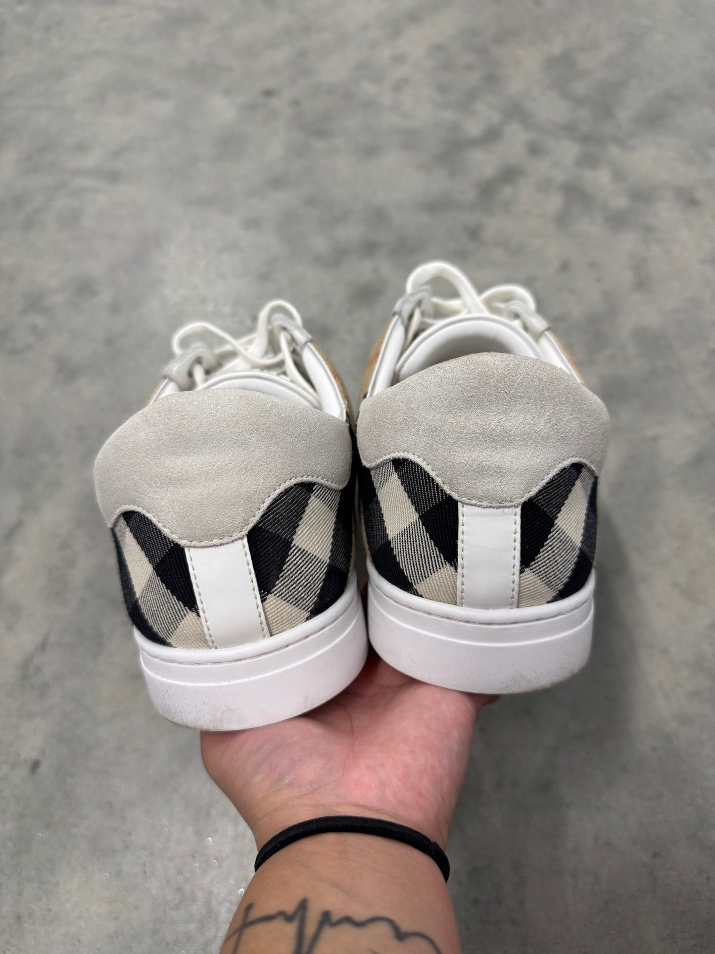 BURBERRY CHECK PANELLED SNEAKERS “ Natural White Archive Beige “