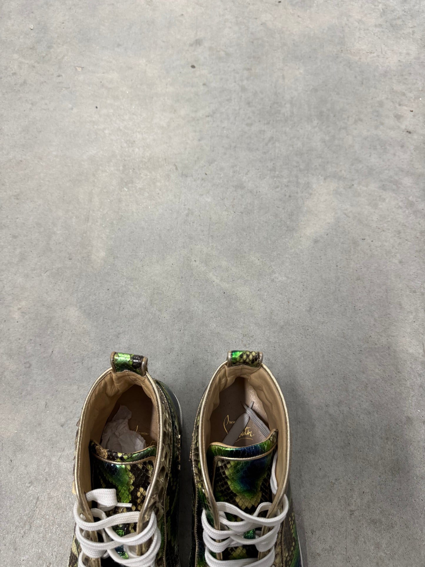 CHRISTIAN LOUBOUTIN LOUIS ORLATO HIGH TOP SNEAKER “ Multicolor Python “