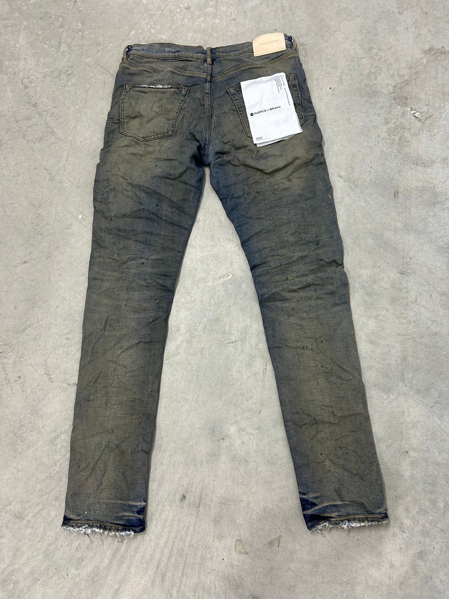 Brand new Purple Jeans "Distressed indigo Oil repair"