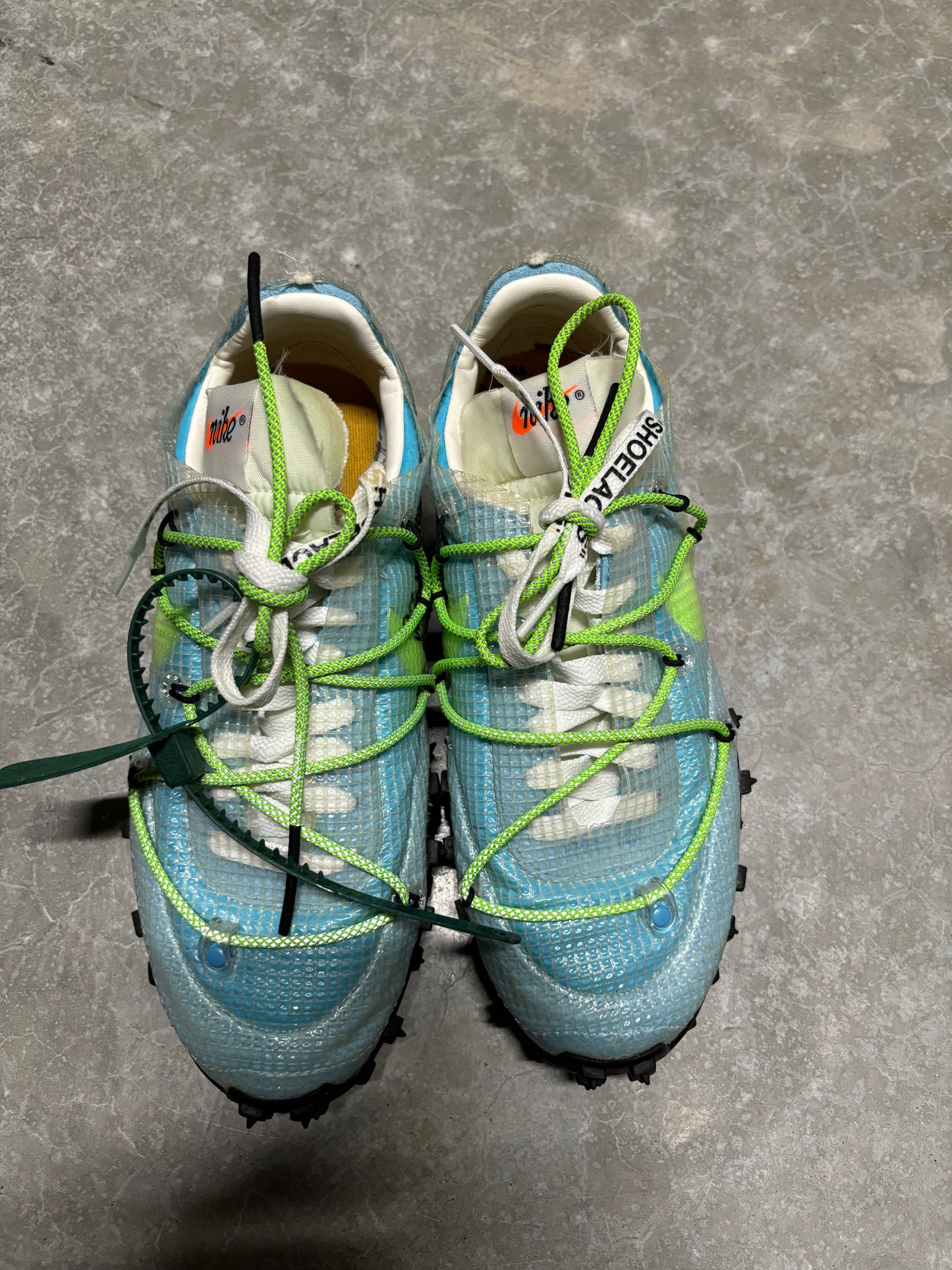 OFF WHITE WAFFLE RACER “ vivid sky and electric green “