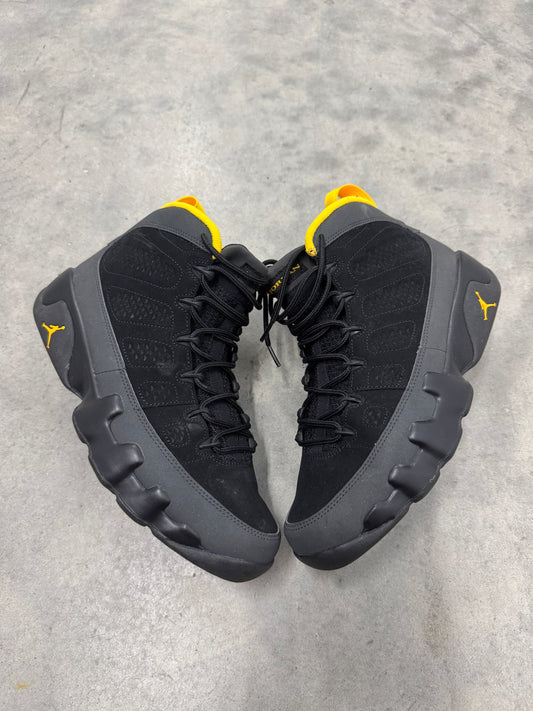 JORDAN 9 “ Dark Charcoal University Gold “