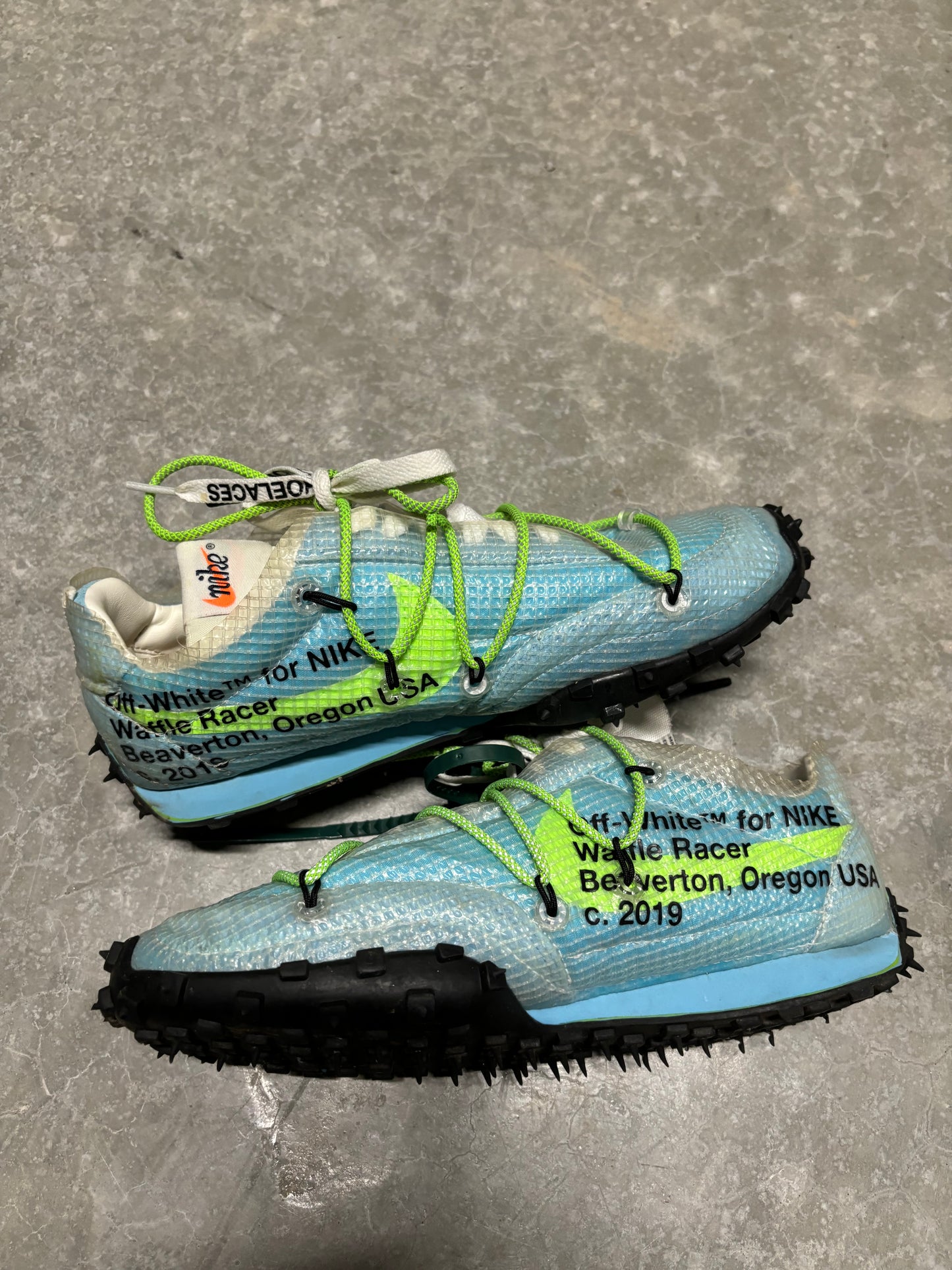 OFF WHITE WAFFLE RACER “ vivid sky and electric green “