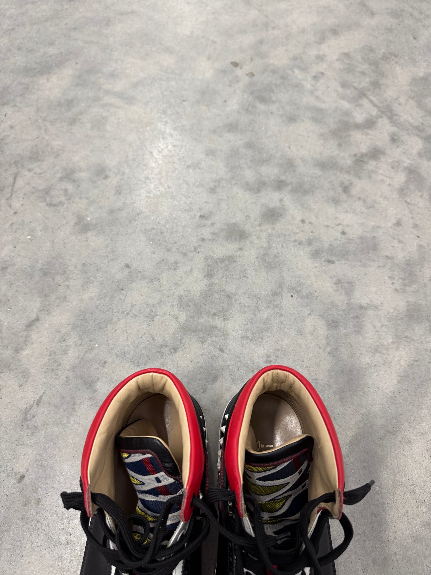 CHRISTIAN LOUBOUTIN LOUBIKICK FLAT CALF SPIKE “ Fraise “