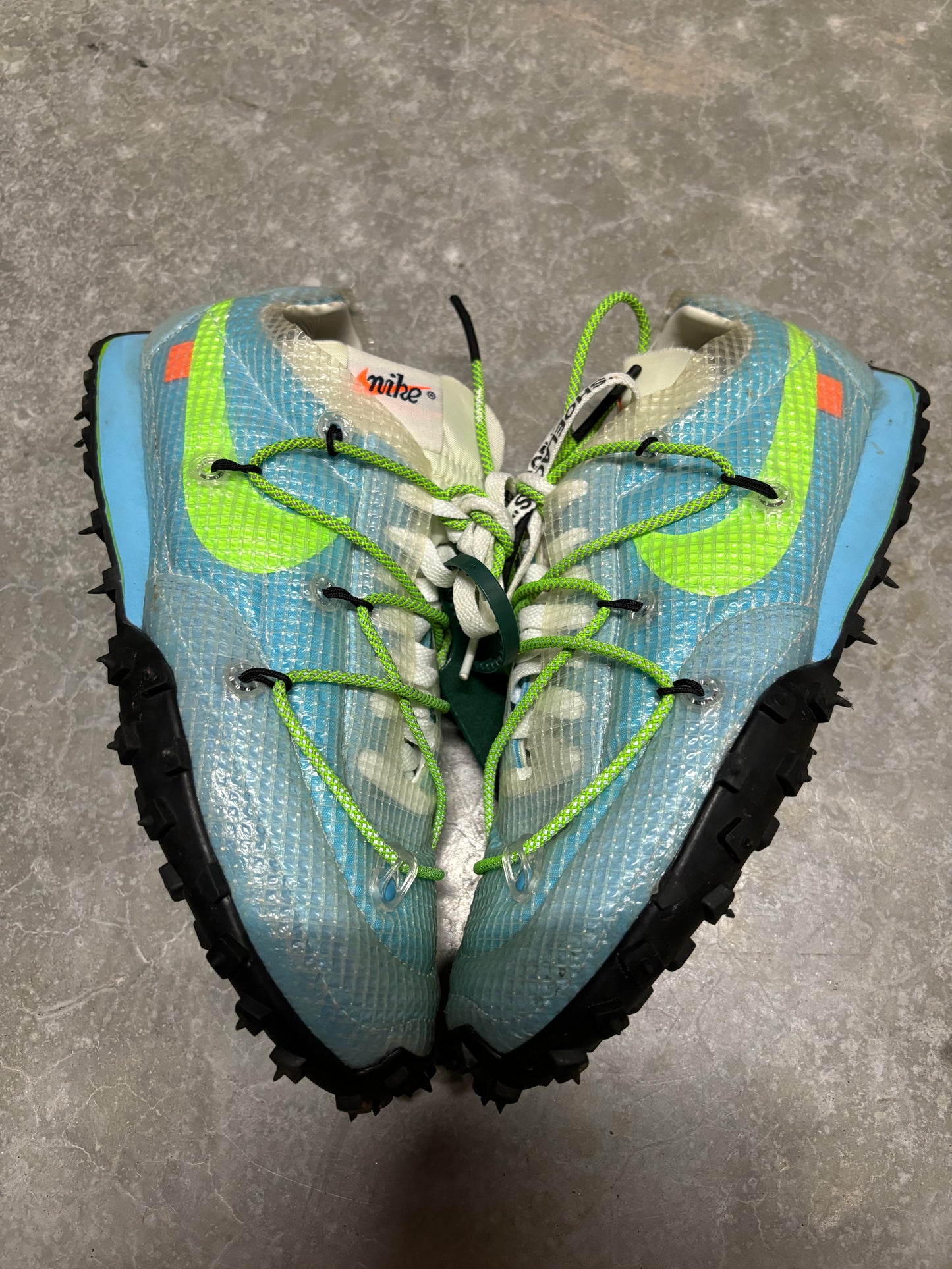 OFF WHITE WAFFLE RACER “ vivid sky and electric green “