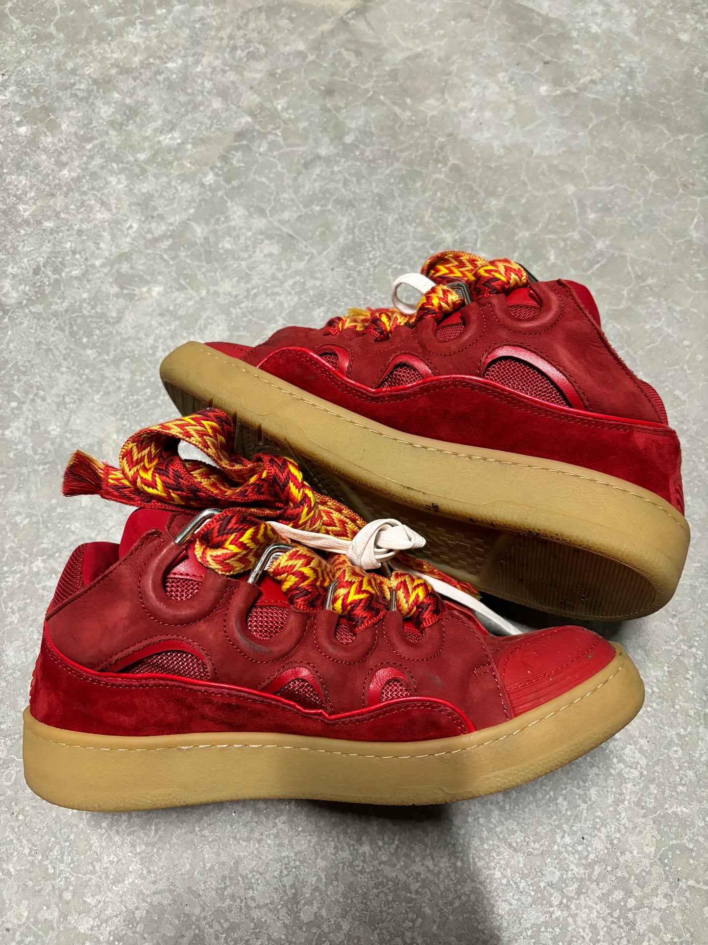 LANVIN CURB SNEAKERS “ puppy red gum “