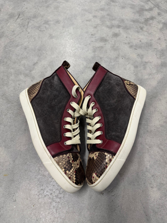 CHRISTIAN LOUBOUTIN PHYTON LOUIS ORLATO LACE UP SNEAKERS “ Multi Color suede and leather “