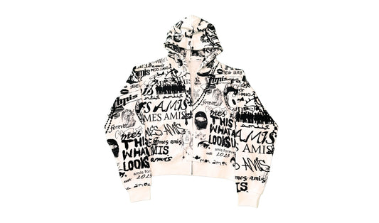 White Grafitti Mes Amis Zipup Brand new