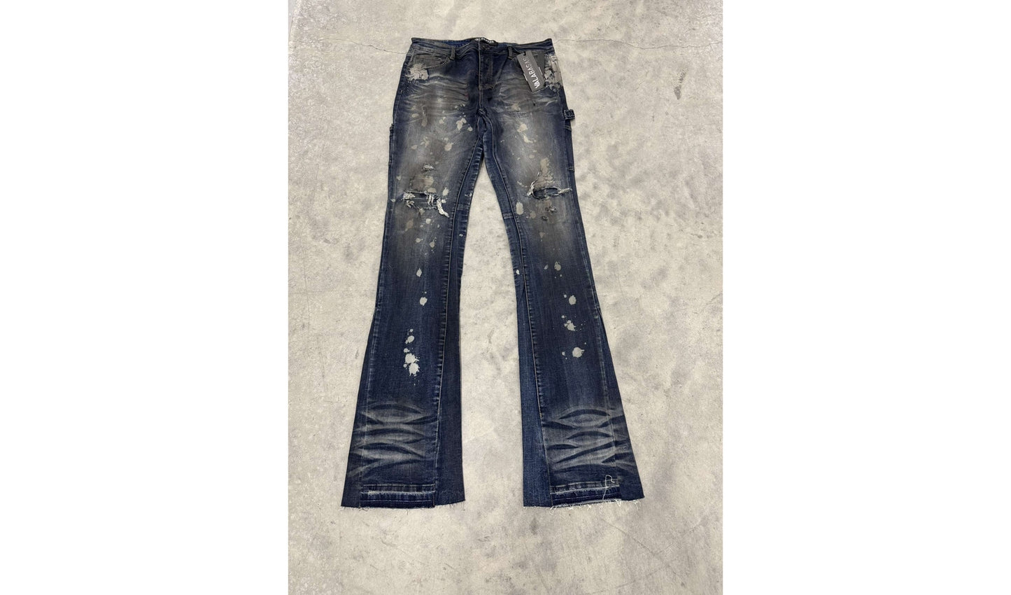 Valabases Stacked Jeans "Dark wash splatter" Brand new