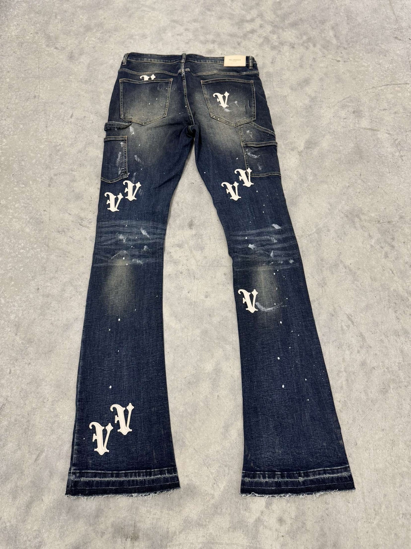 Valabases Stacked Jeans "Dark wash with VV design" Brand new